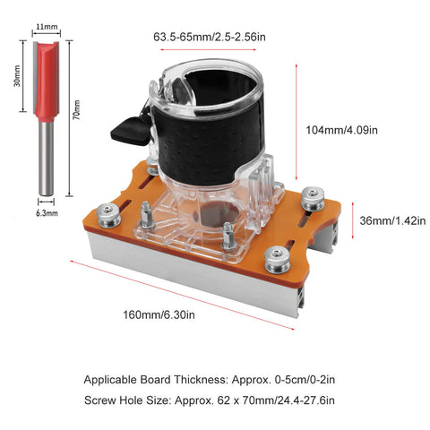 Espusta 2-in-1 compact router base for palm grip, ideal for on-site and workshop use.