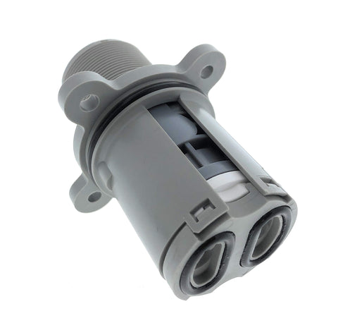 Essential Values deep-casting valve assembly close-up displaying secure fit.