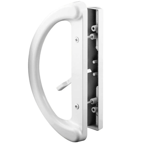 Essential Values patio door handle set outside view with non keyed exterior pull