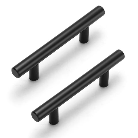 Estmoon matte black cabinet handles with durable stainless steel and fingerprint resistance.