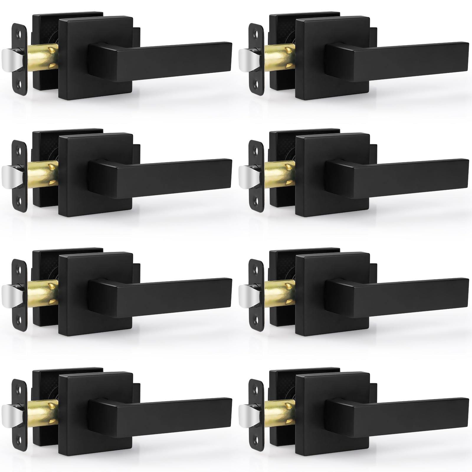 Estmoon 8-pack passage door handles with matte black finish for durability