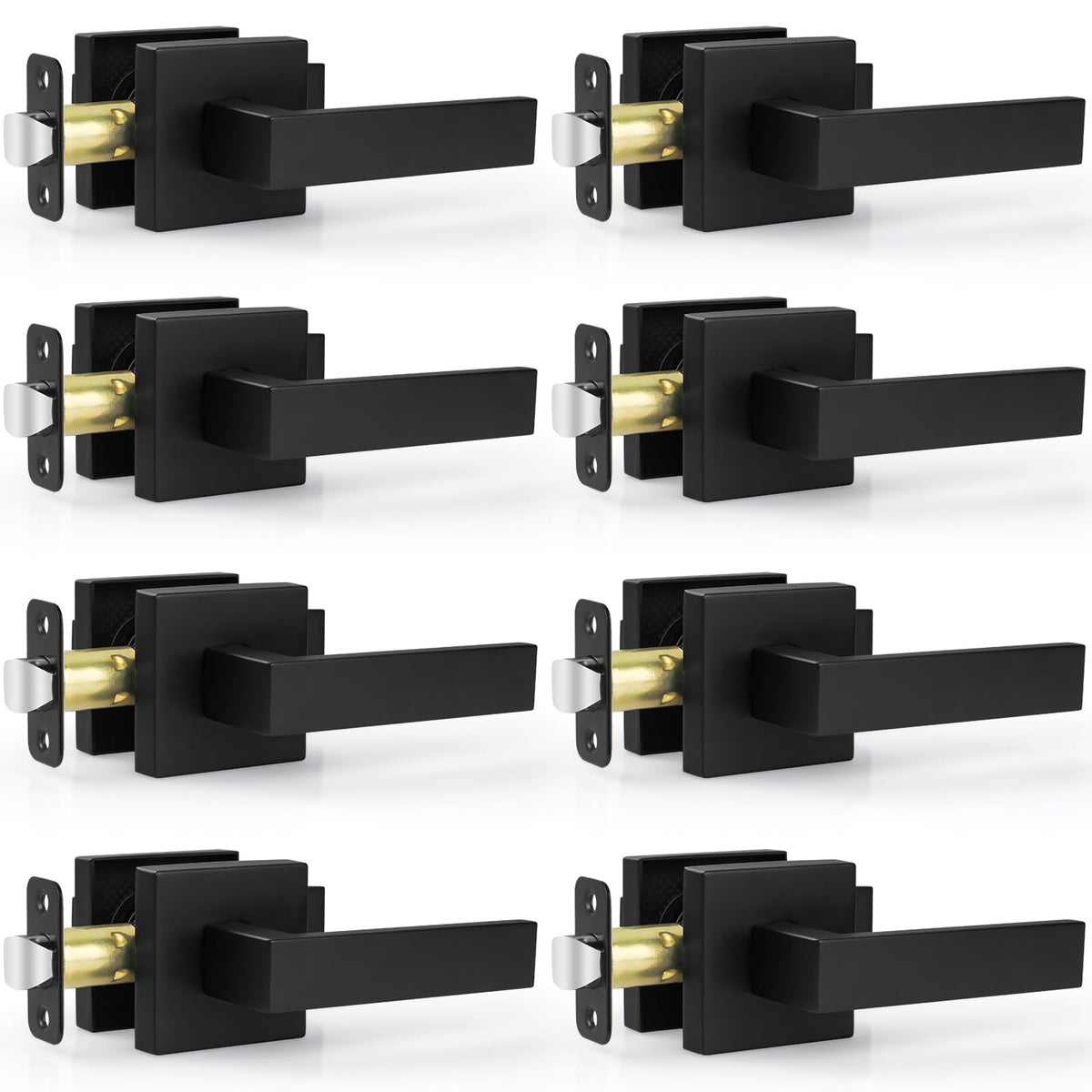 Estmoon 8-pack passage door handles with matte black finish for durability