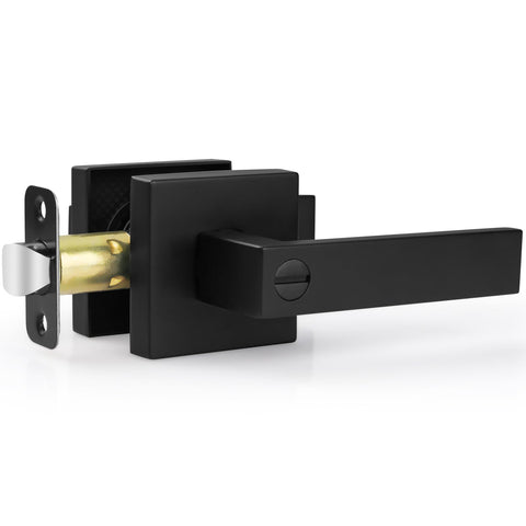 Estmoon black door handle closeup with premium matte finish and sturdy zinc alloy build.