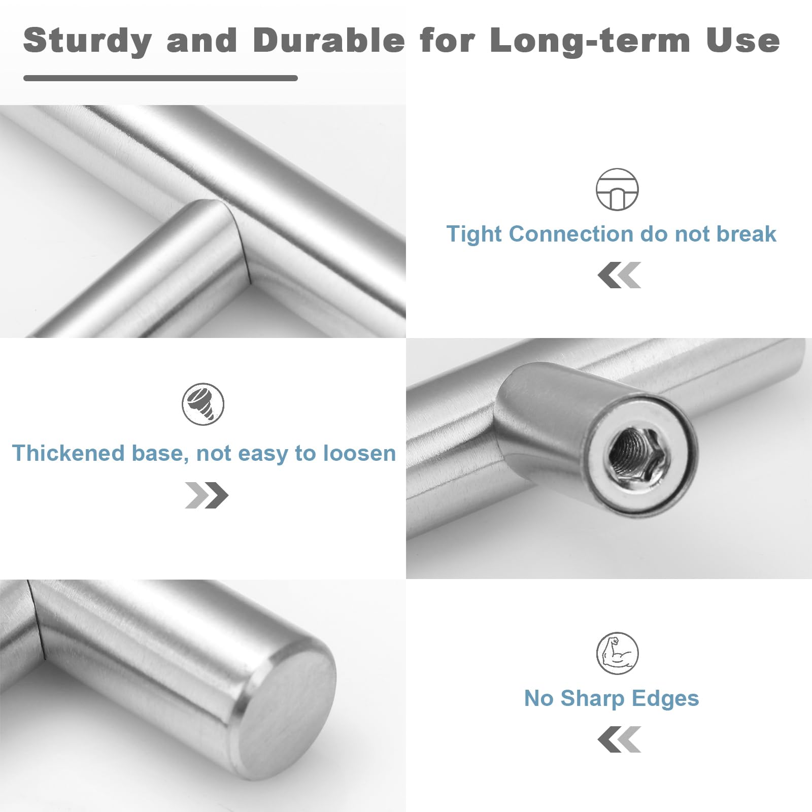 Estmoon cabinet handle close-up shows smooth brushed nickel finish.