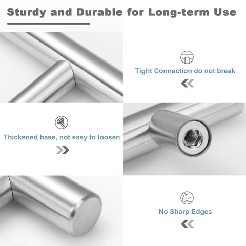 Estmoon cabinet handle close-up shows smooth brushed nickel finish.
