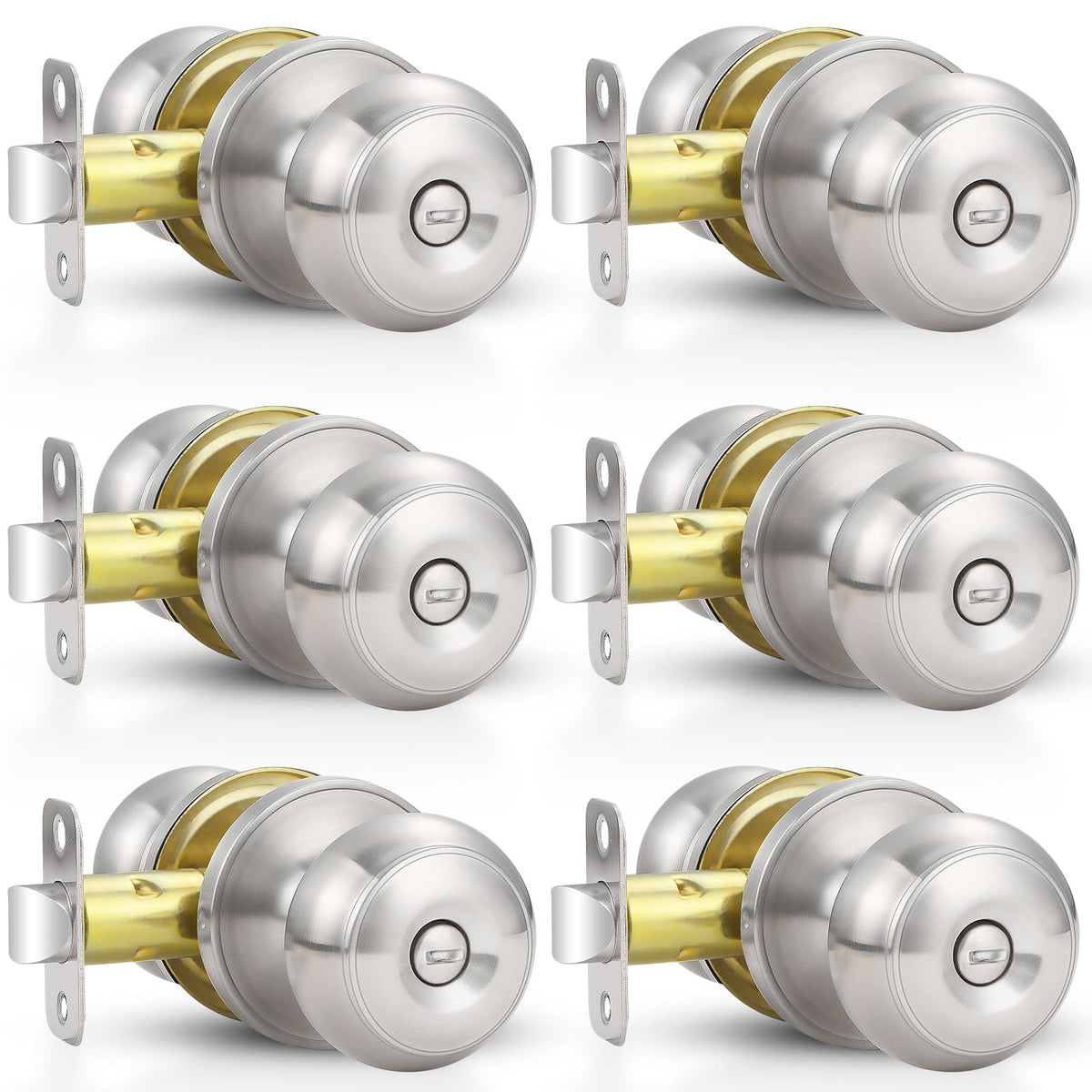 Estmoon privacy door knob pack in brushed nickel for interior doors.