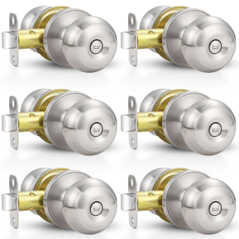 Estmoon privacy door knob pack in brushed nickel for interior doors.