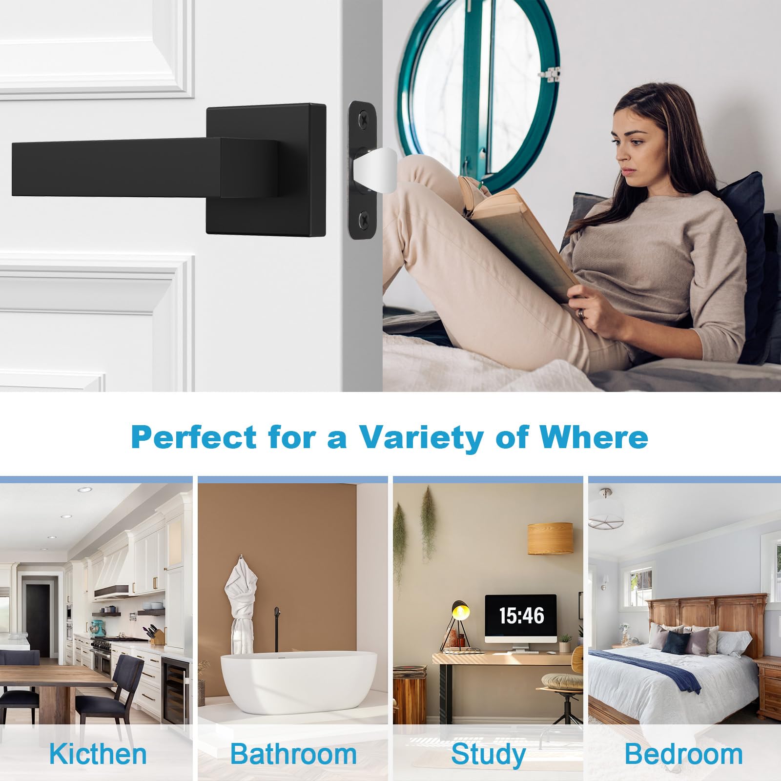 Estmoon easy-install door lever with screwdriver setup