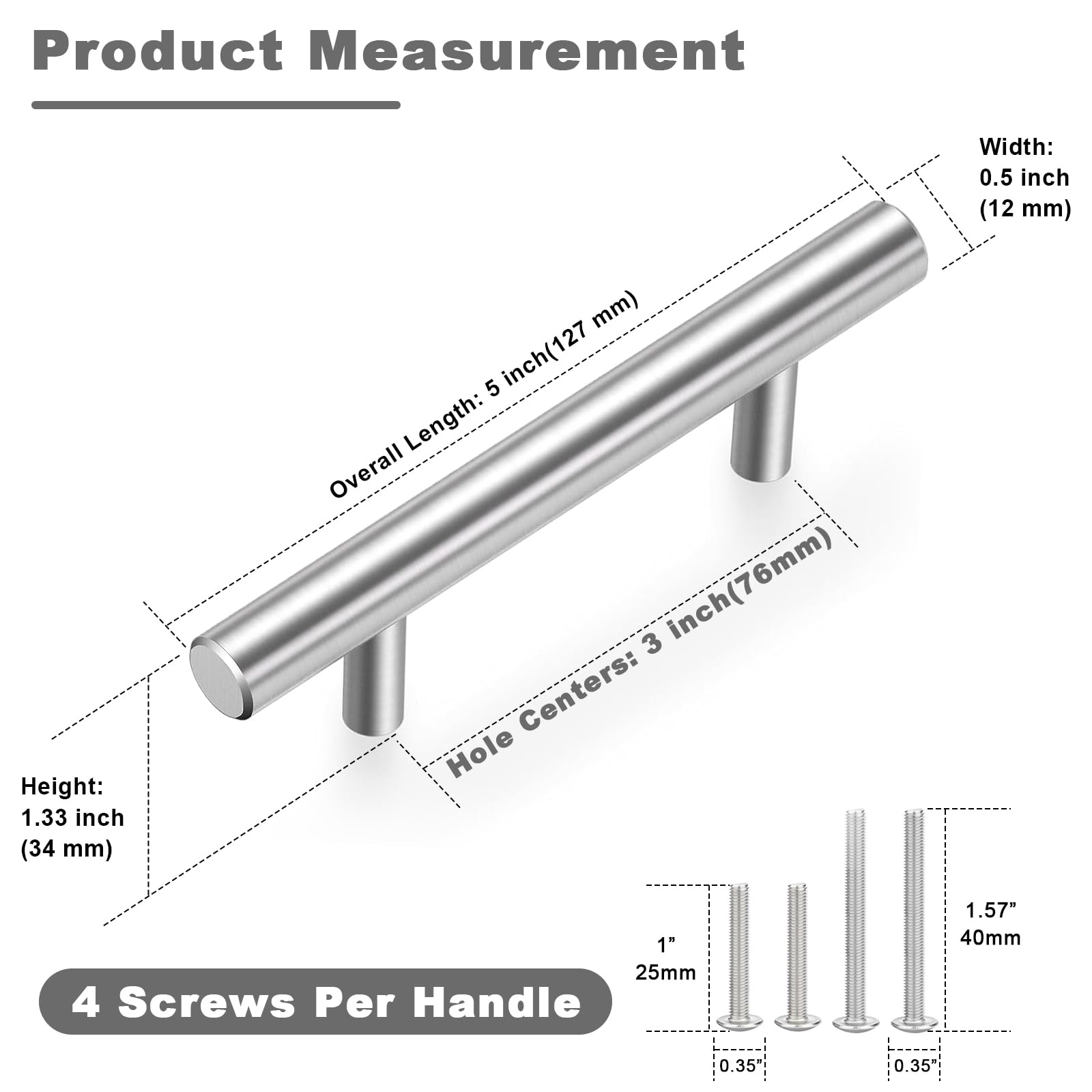 Estmoon included M4 screws for quick cabinet pull installation.