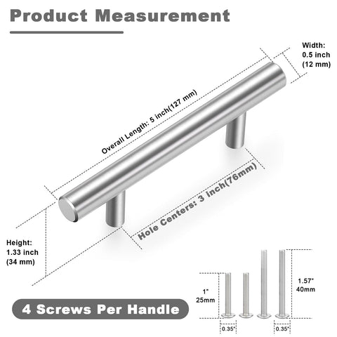 Estmoon included M4 screws for quick cabinet pull installation.