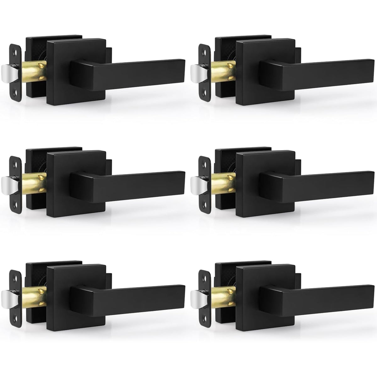 Estmoon matte black door handle set front view for durable interior doors