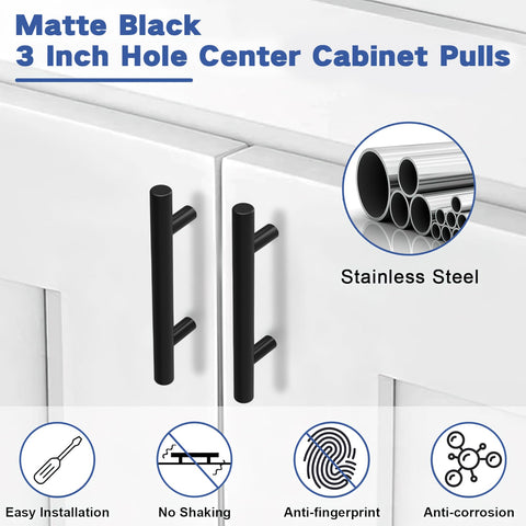 Estmoon matte black pulls with rounded edges for safer, smoother use.