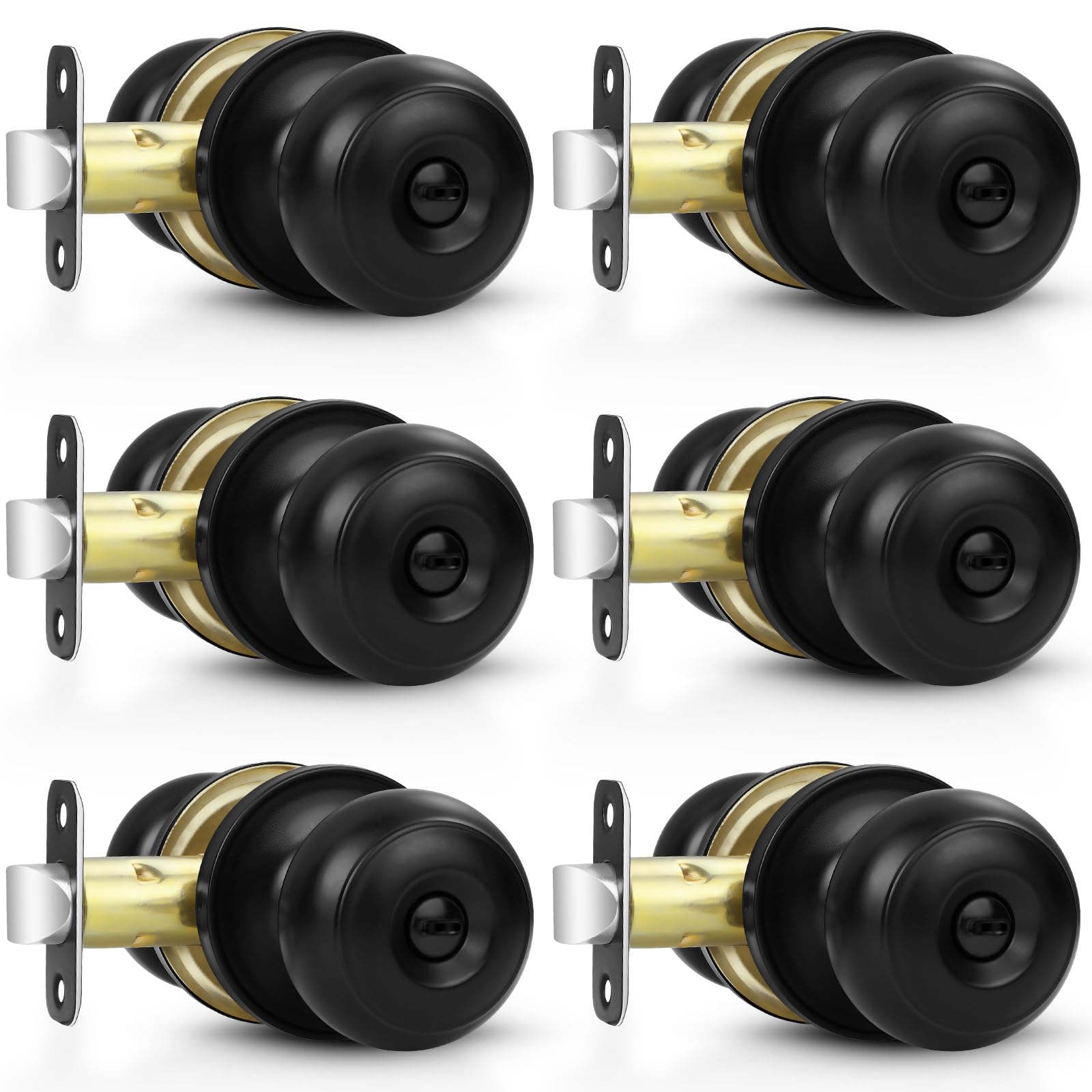 Estmoon matte black privacy door knob for bedrooms and bathrooms.