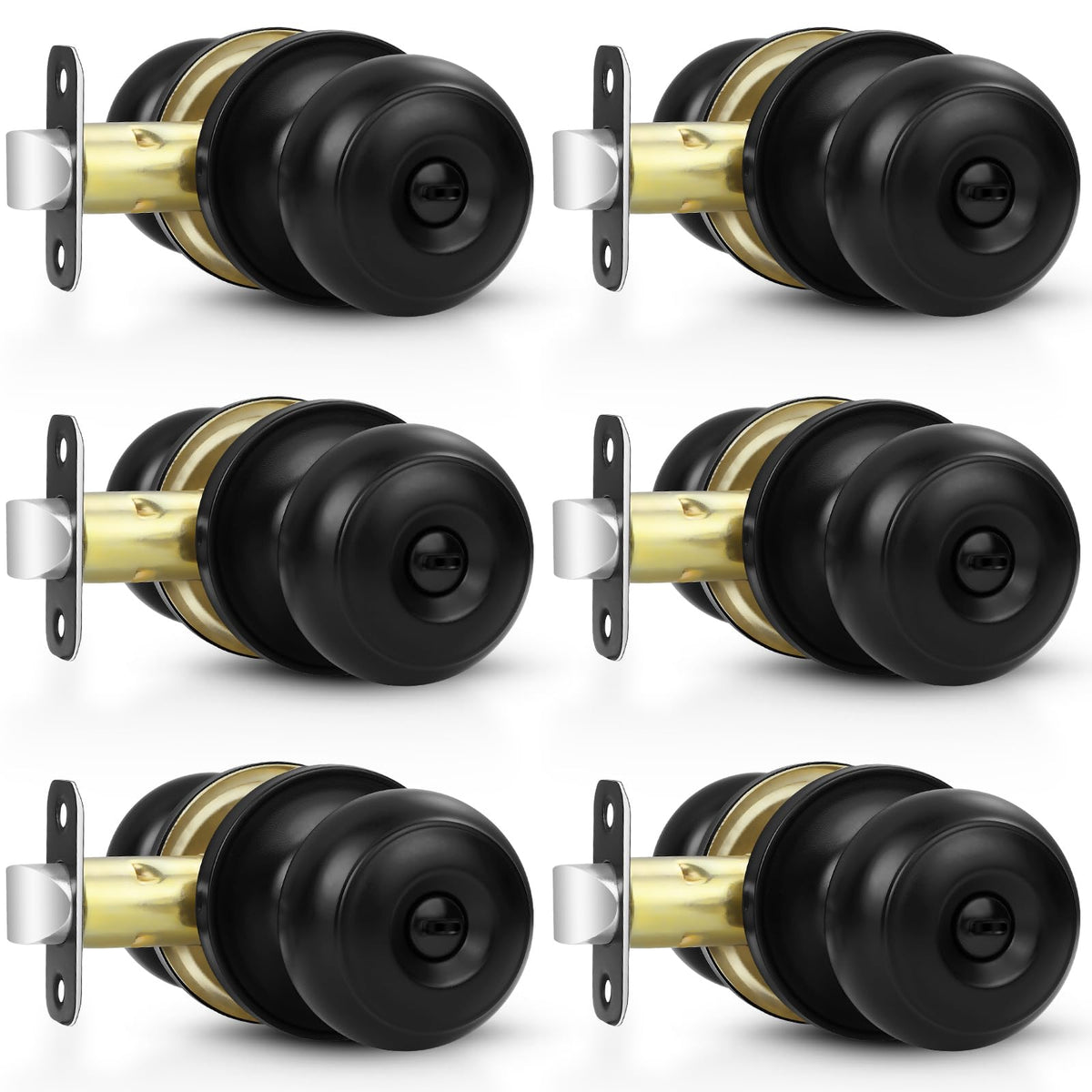 Estmoon matte black privacy door knob for bedrooms and bathrooms.