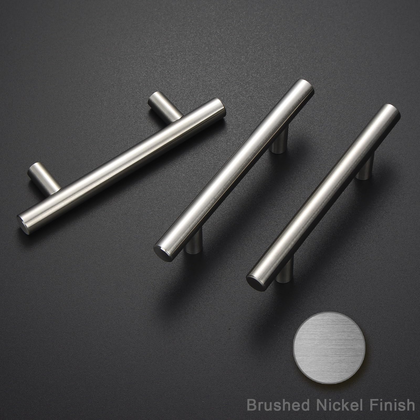 Estmoon modern brushed-nickel cabinet hardware for kitchen or bathroom.