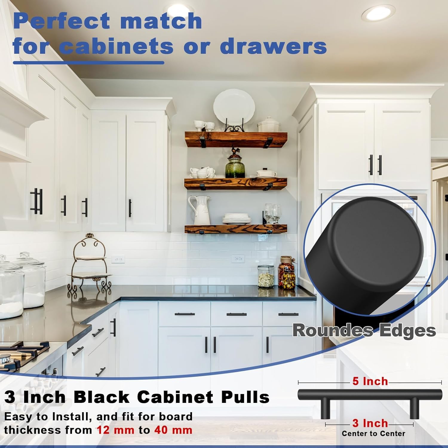 Estmoon euro-style cabinet pulls add a modern touch to cabinets.