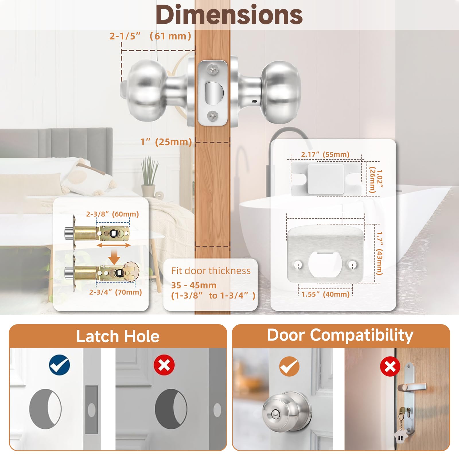Estmoon packaged doorknobs with brand label for quick replacement