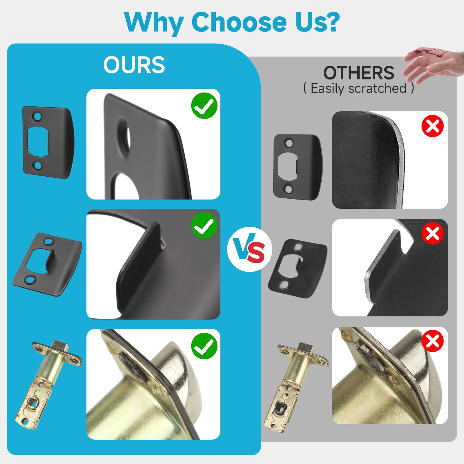 Estmoon square lever with upgraded electroplating for lasting finish.