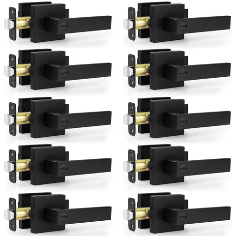 Estmoon privacy door lock front view with matte black finish for durable interior doors.