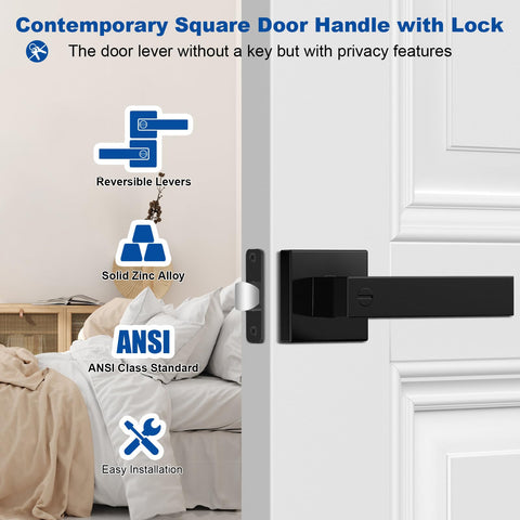 Estmoon privacy lever for bedrooms with lock and emergency access