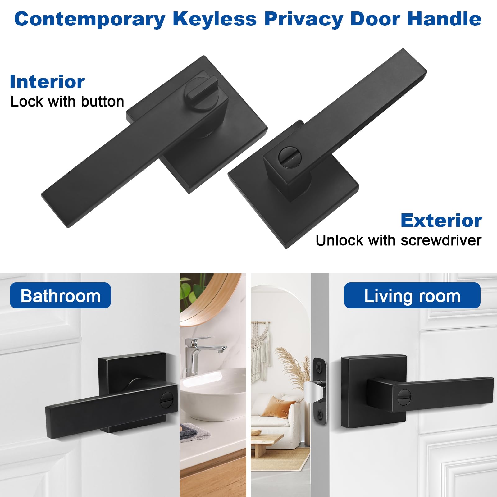 Estmoon privacy lever in use, enabling keyless locking for bedrooms or bathrooms.