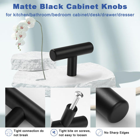 Estmoon single-hole T-bar knob matte black for easy precise installation