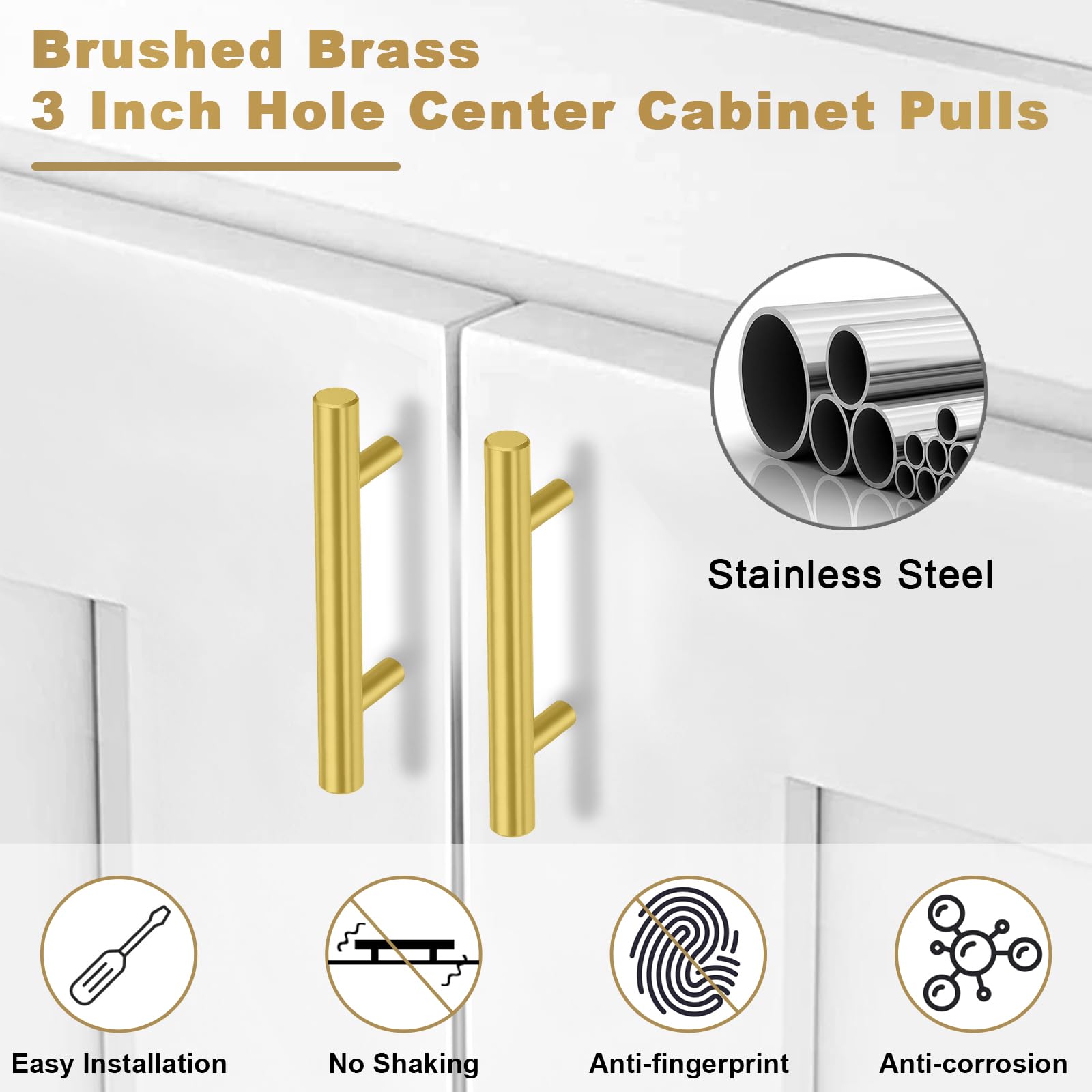 Estmoon stainless-steel drawer handle with rounded edge prevents bumps during use.
