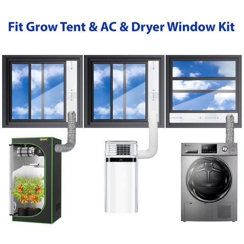 Estoder AC Window Vent Kit 6 inch duct adapter supports robust exhaust for larger setups.