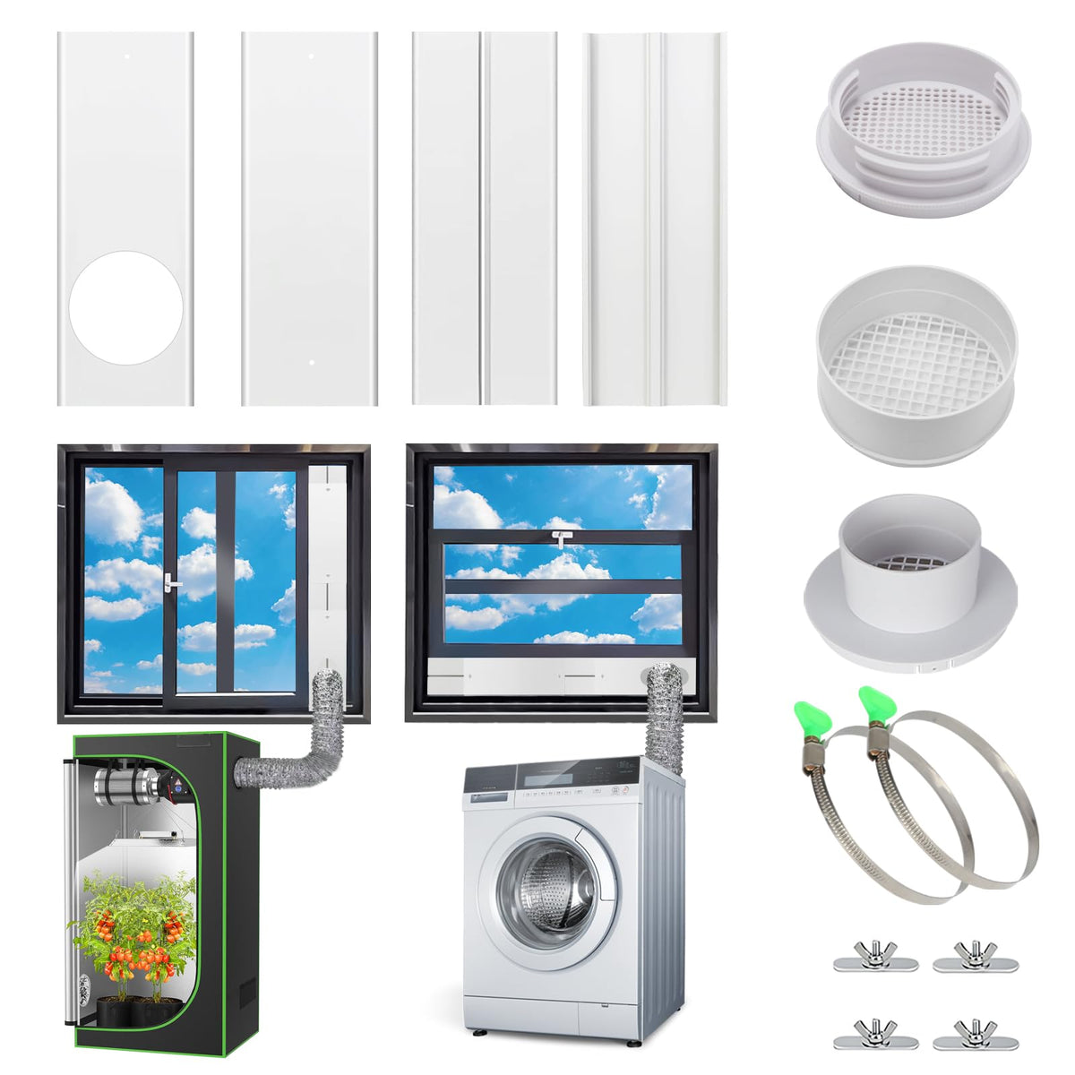 Estoder AC Window Vent Kit seal plates enhance stability and reduce gaps for tight window sealing.