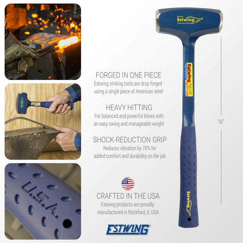 Estwing Big Blue drilling hammer handle with Shock Reduction Grip offers comfort and slip resistance.