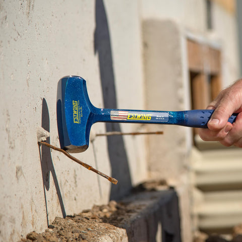 Estwing Big Blue drilling hammer enables heavy blows with controlled swing.