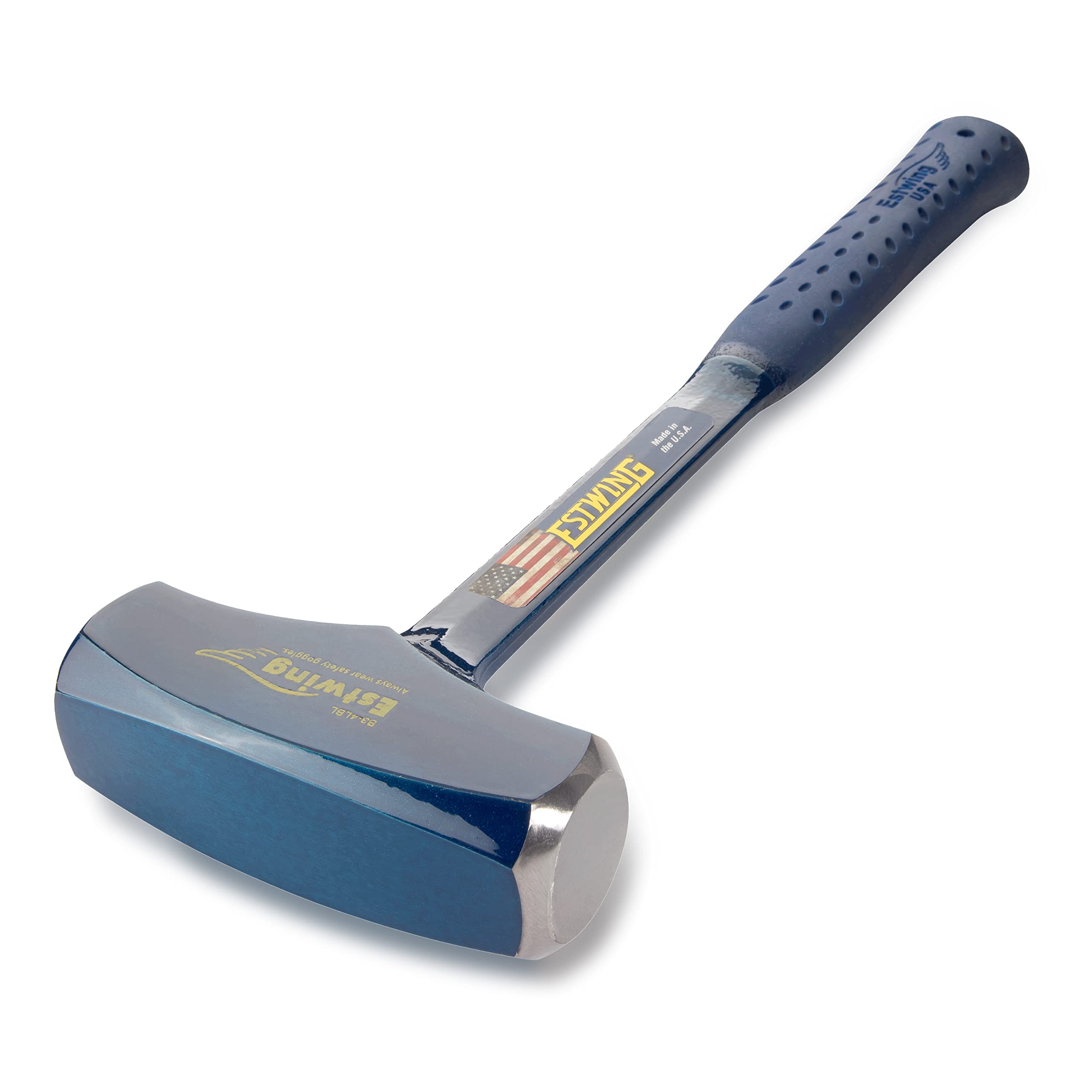 Estwing Big Blue drilling hammer shock reduction grip reduces vibration for steadier blows.