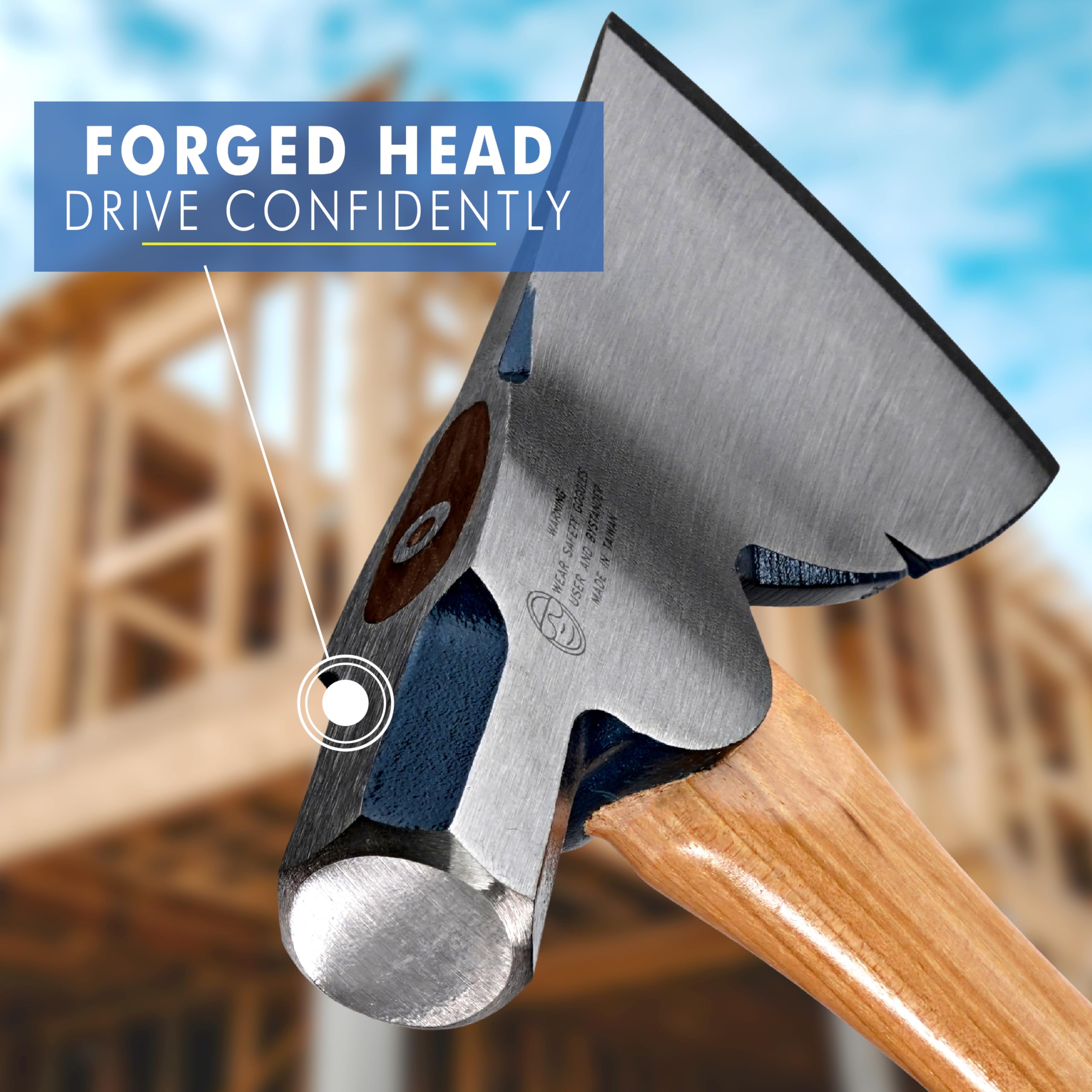 Estwing Rigger's Axe 16in hickory handle provides sturdy grip and comfort