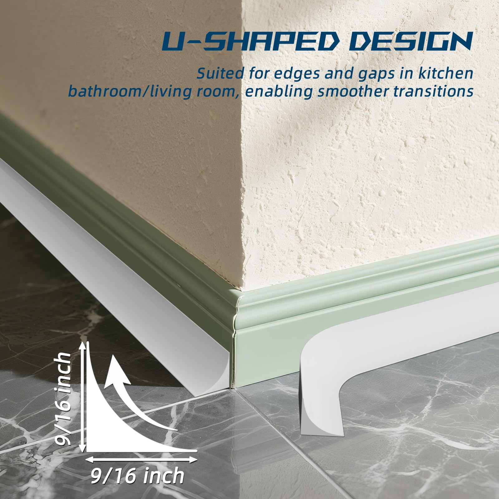 ESUFEIR quarter-round baseboard transition aligns floor and wall with a neat edge