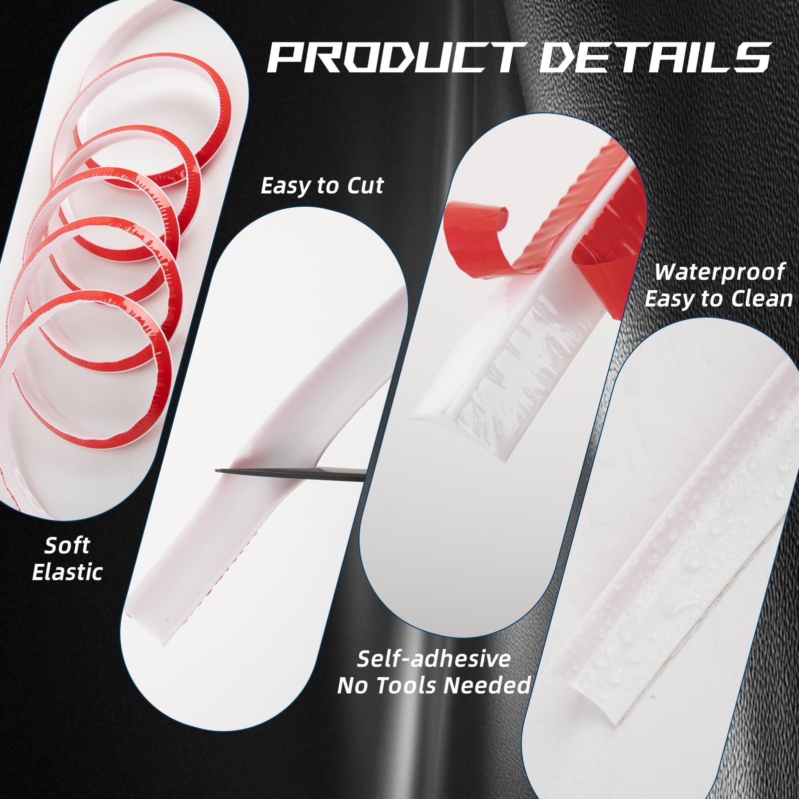 ESUFEIR quarter-round molding in kitchen and bath resists moisture