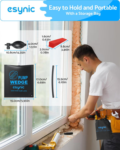 eSynic door installation using air wedges for precise height control.