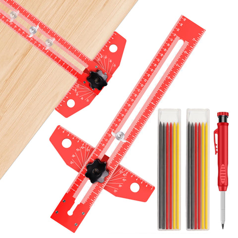 ETCYAOXIN woodworking scribe ruler with angle adjustment for precise marks on wood projects