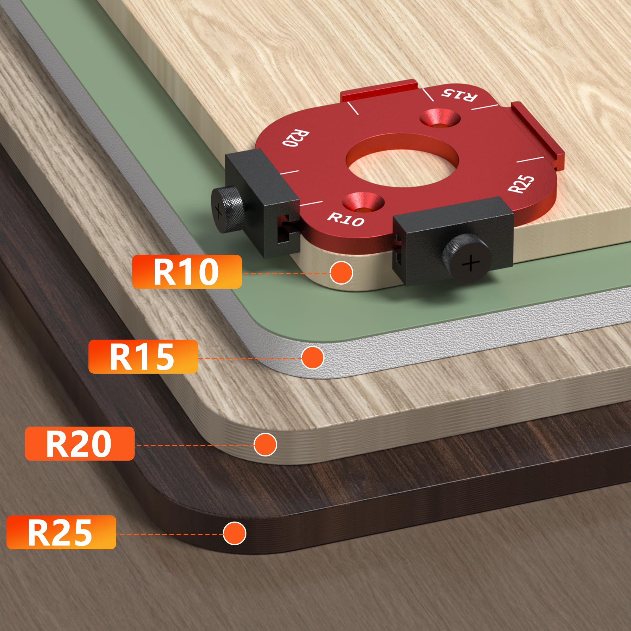 ETCYAOXIN router radius template inner radius guides for smooth curves.