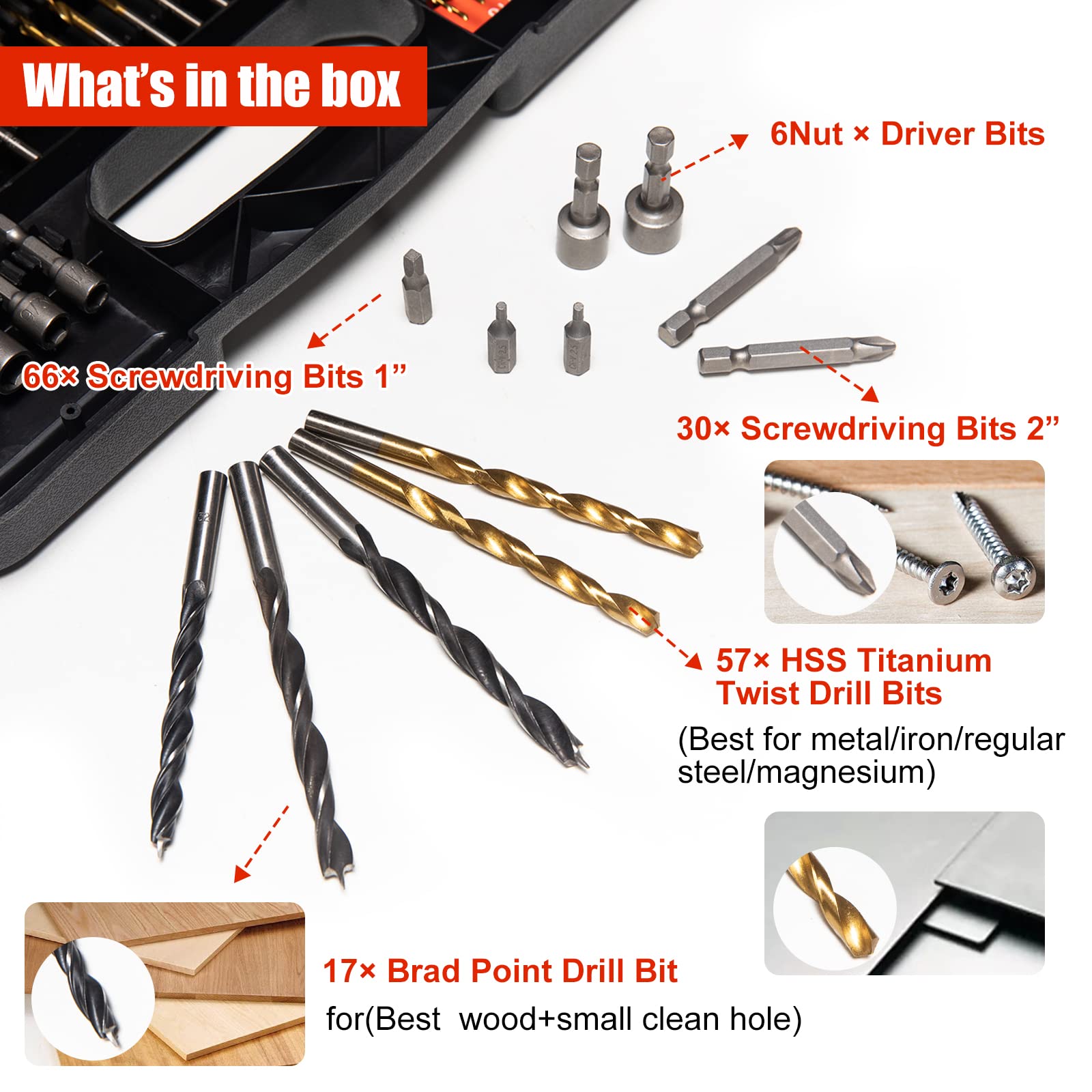 Carry case open with neatly organized ETERNA drill bits and accessories
