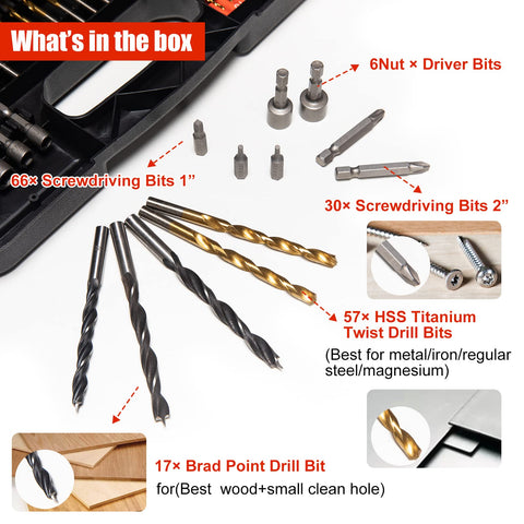 Carry case open with neatly organized ETERNA drill bits and accessories