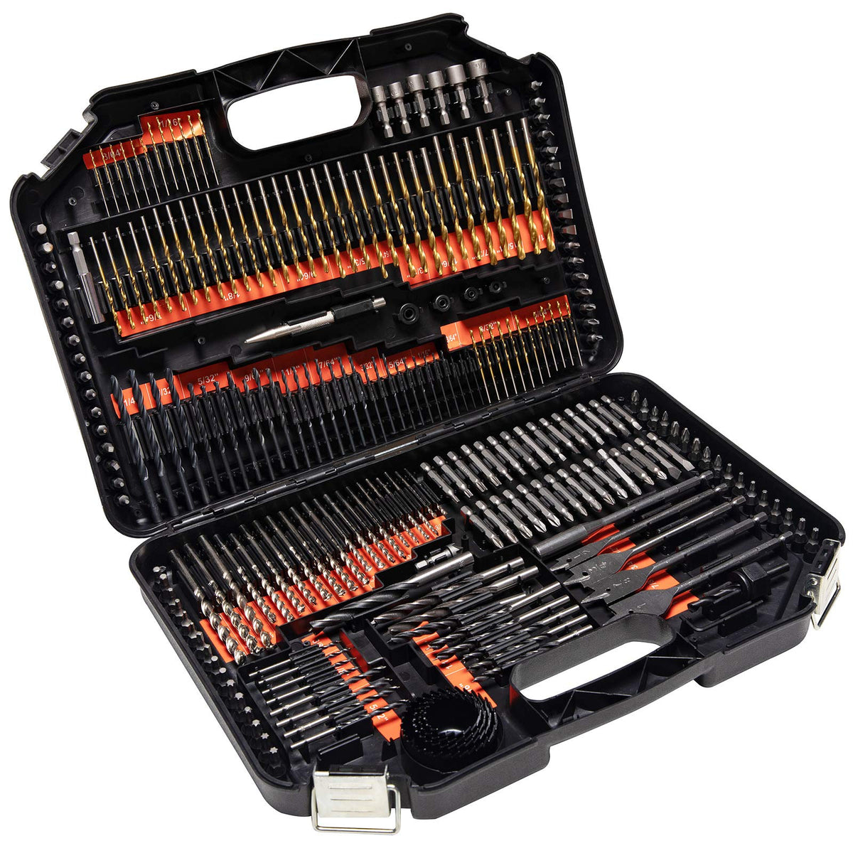 ETERNA 246-piece drill bit set displayed in the carry case for easy access