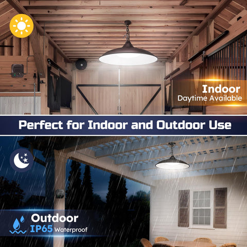 Etetale solar shed light pendant IP65 weatherproof for all-weather outdoor use.