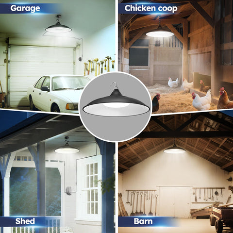 Etetale solar shed light pendant uses a large solar panel for reliable daytime charging.