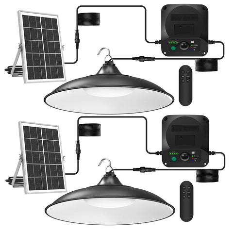 Etetale solar shed light pendant with power box indicator for quick status checks during outdoor tasks.