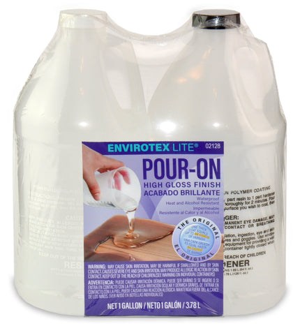 ETI Envirotex Lite pour-on delivers a durable high-gloss finish for wood, photos, and décor