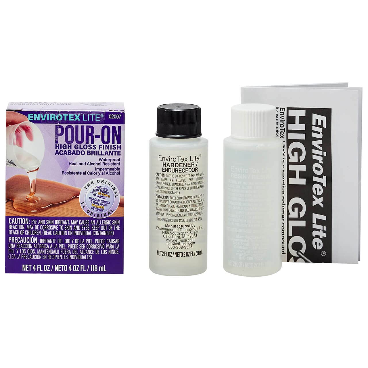 Resin and hardener kit ready for precise 1:1 mixing