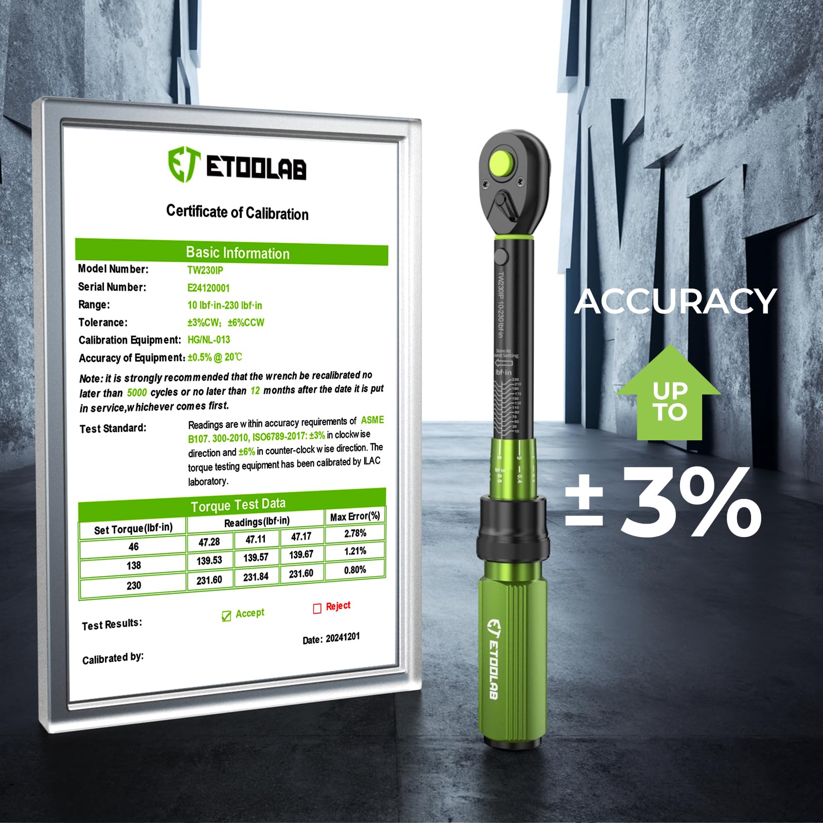etoolab adjustable locking ring for secure torque presets during use.