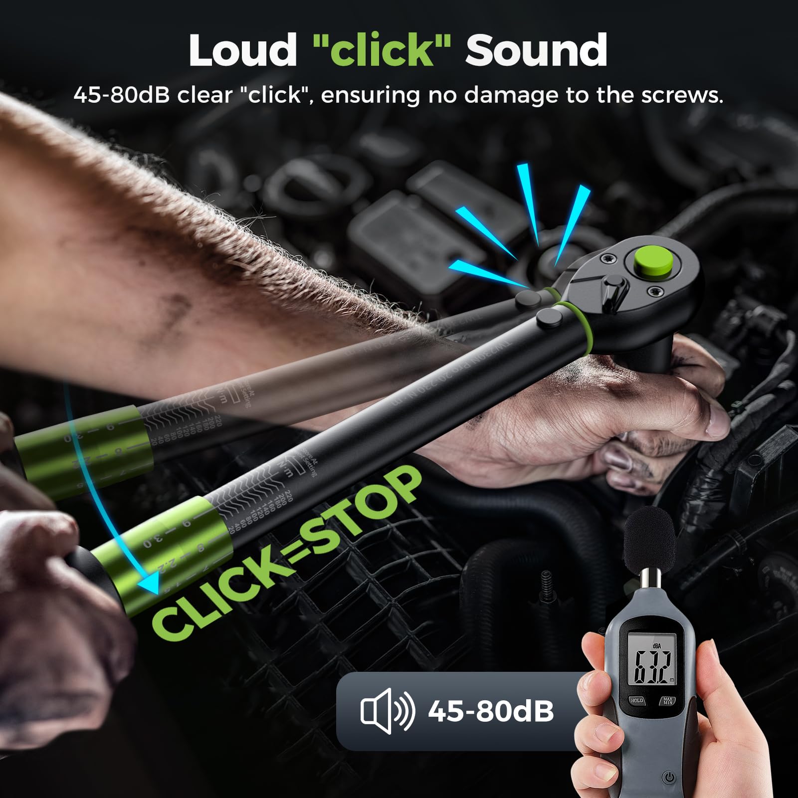 Ettoolab torque wrench includes a 5 inch extension bar for reach in awkward spots