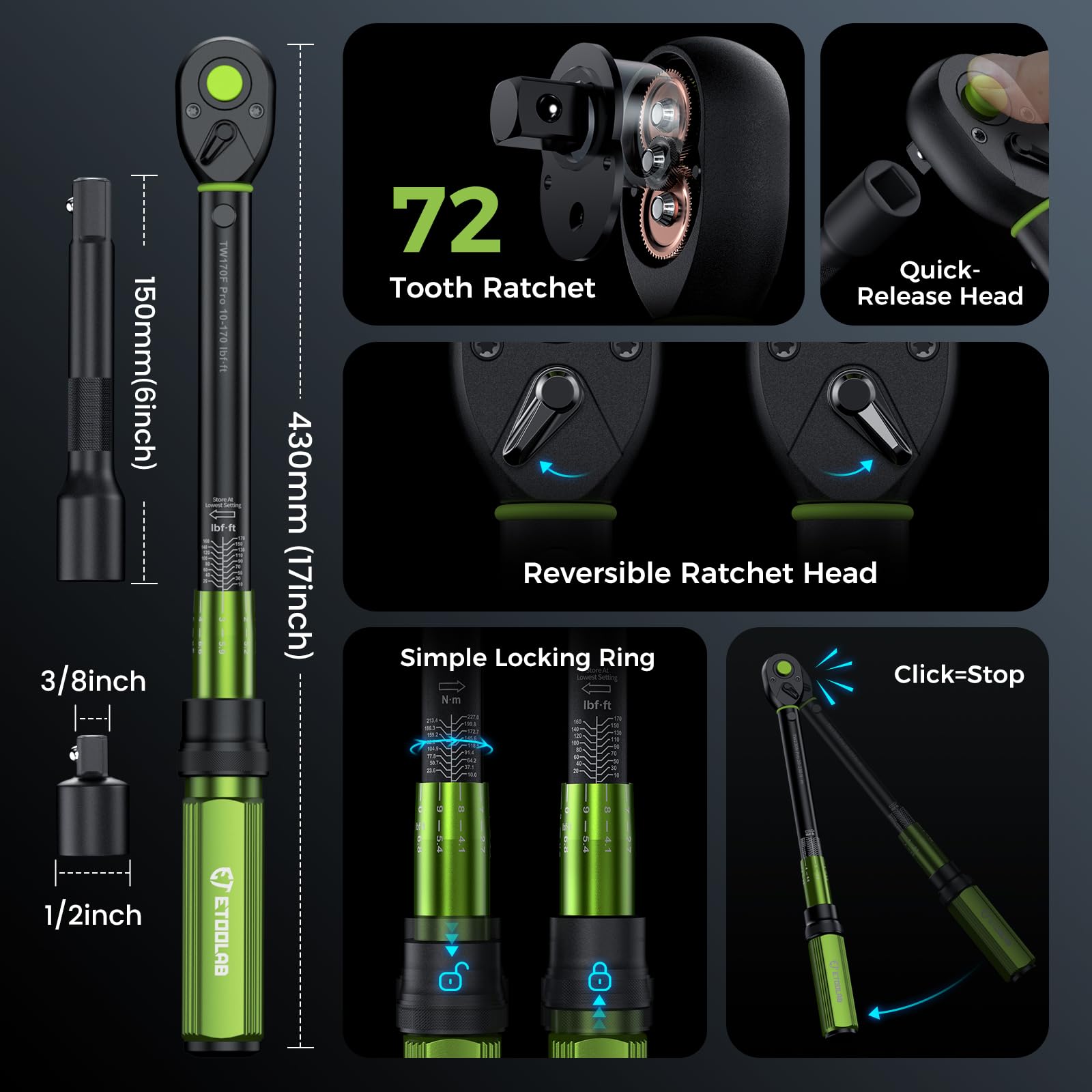 Ettoolab torque wrench quick-release head enables fast setup in confined areas
