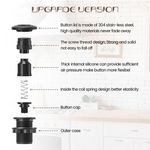 Etoolcity air switch button in stainless steel black boosts durability.
